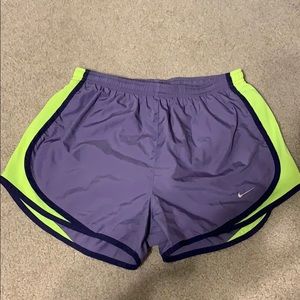 Purple & highlighter yellow Nike shorts